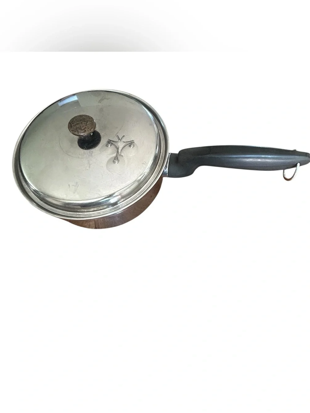Vintage De Luxe Permanent Stainless Steel 2 Qt Saucepan‎ Pot W Lid Black Handle